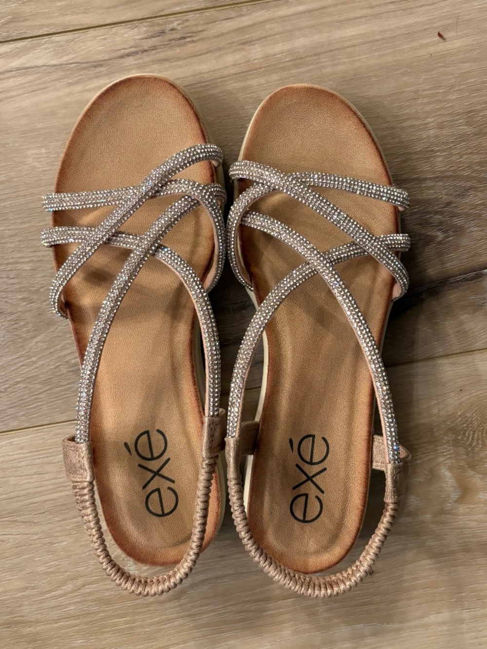 Gold EXE sandals new without tags. Italian size 39. Equivalent to 9/9.5. Fits li
